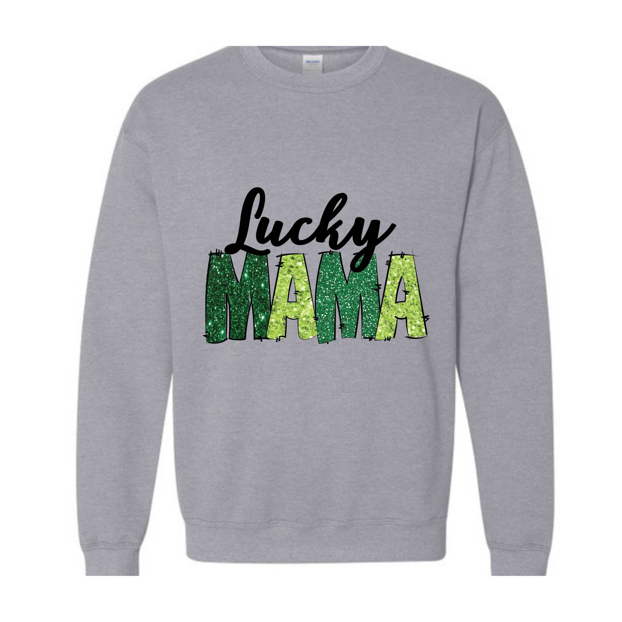 Custom Lucky Mama Sweatshirt, Custom Saint Patrick Sweatshirt, Mom Gift, Glitter St Patrick Hoodie, Personalized Clover Sweatshirt