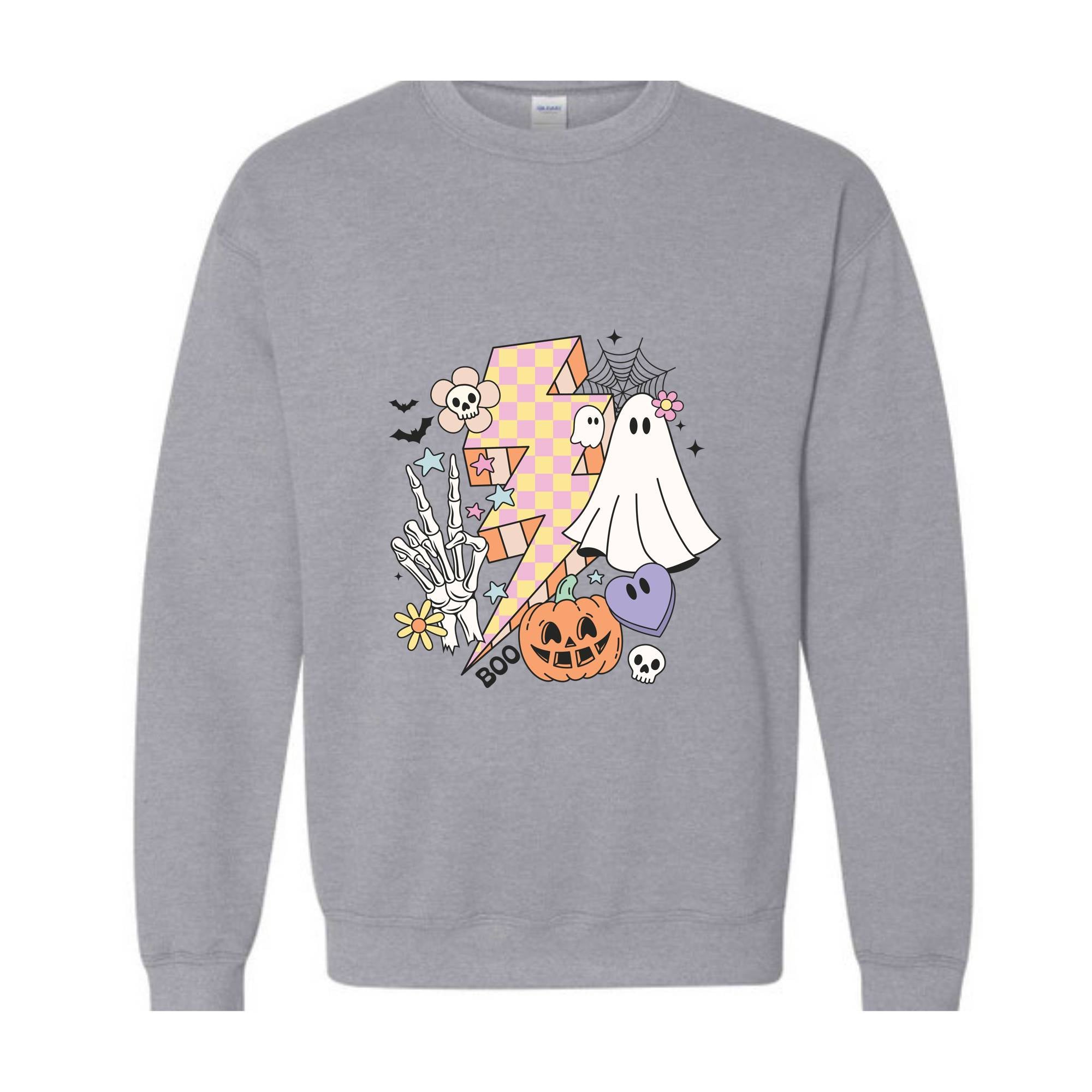 Retro Halloween Sweatshirt, Cute Halloween Sweater, Halloween Gift, Ghost Sweatshirt, Boo Sweatshirt, Halloween Crewneck, Pumpkin Shirt