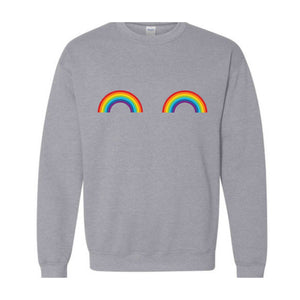 Rainbow boobs Sweatshirt, Cute boobs Crewneck, Breast Boobs Sweatshirt, Free the Nipple Sweatshirt, Gay Pride Sweatshirt, LGBT Crewneck