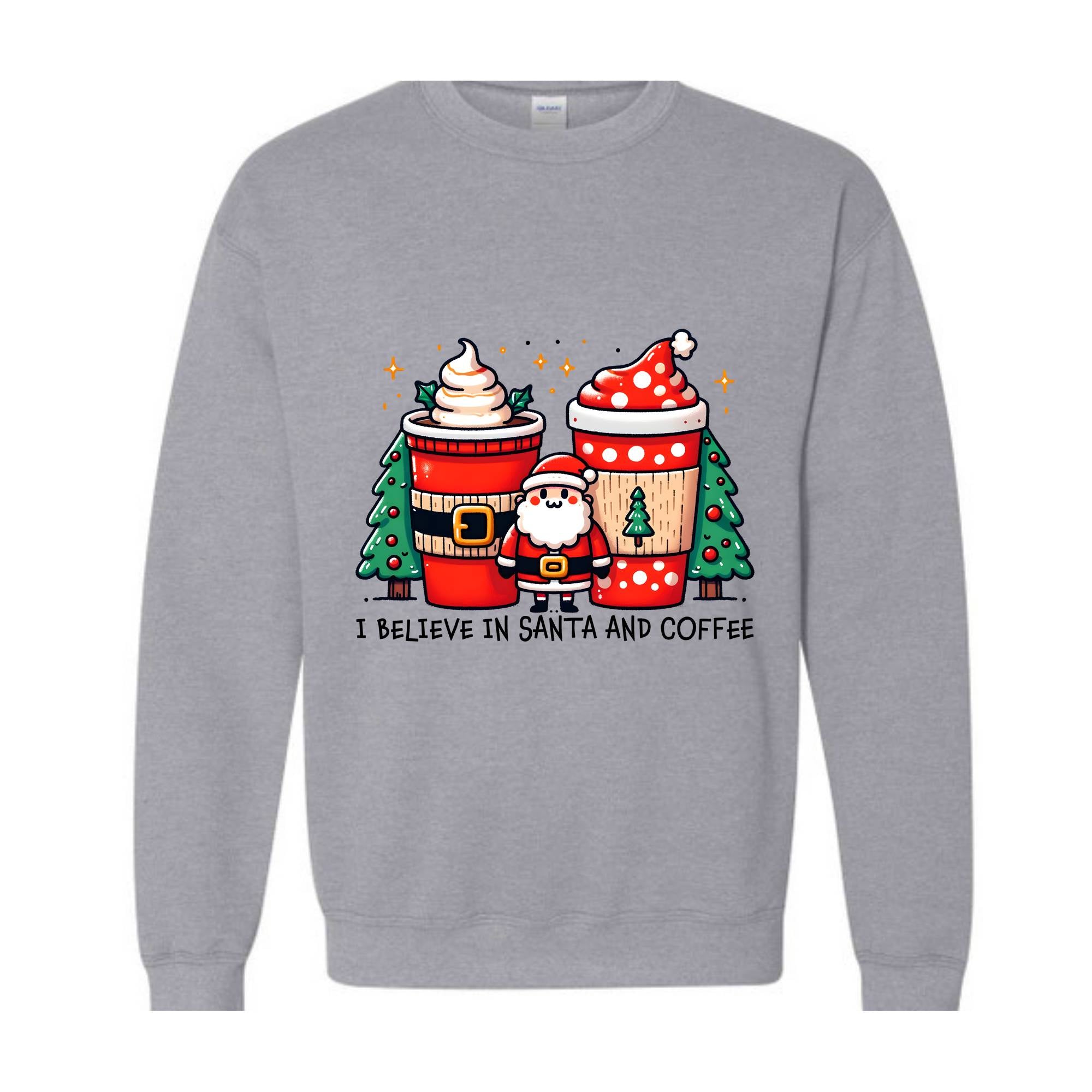 I Believe In Santa And Coffee Sweatshirt, Christmas Sweatshirt, Christmas Gifts, Christmas Party, Santa Claus Sweatshirt