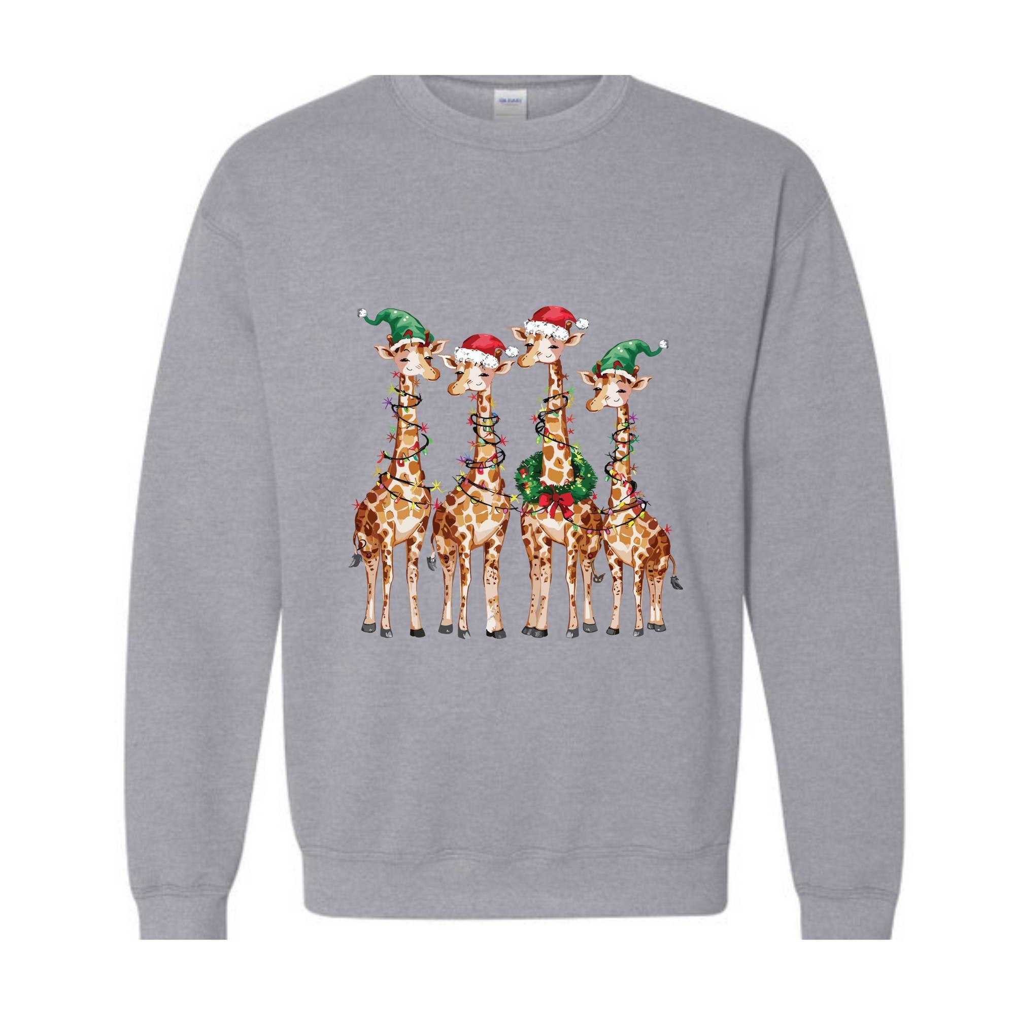 Christmas Giraffe Sweatshirt, Giraffe Christmas Shirt, Xmas Holiday Sweater, Christmas Gift, Animal Lover Christmas Hoodie