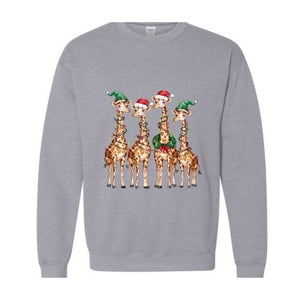 Christmas Giraffe Sweatshirt, Giraffe Christmas Shirt, Xmas Holiday Sweater, Christmas Gift, Animal Lover Christmas Hoodie