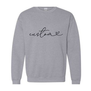 Custom Sweatshirt, Personalized Cursive Text Sweat, Floral Sleeve Sweatshirt, Personalized Gifts