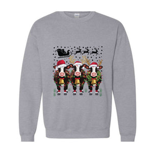 Cow Christmas Lights Ugly Christmas Sweater,Christmas Sweatshirt,Funny Heifers Christmas Shirt,Cow Holiday Sweater Cow Lover Xmas Gift Farm