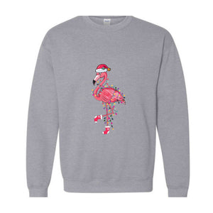 Chrismas Flamingo Sweatshirt, Cute Flamingo Sweater, Animal Christmas Sweatshirt, Santa Beach Sweatshirt, Tropical Christmas