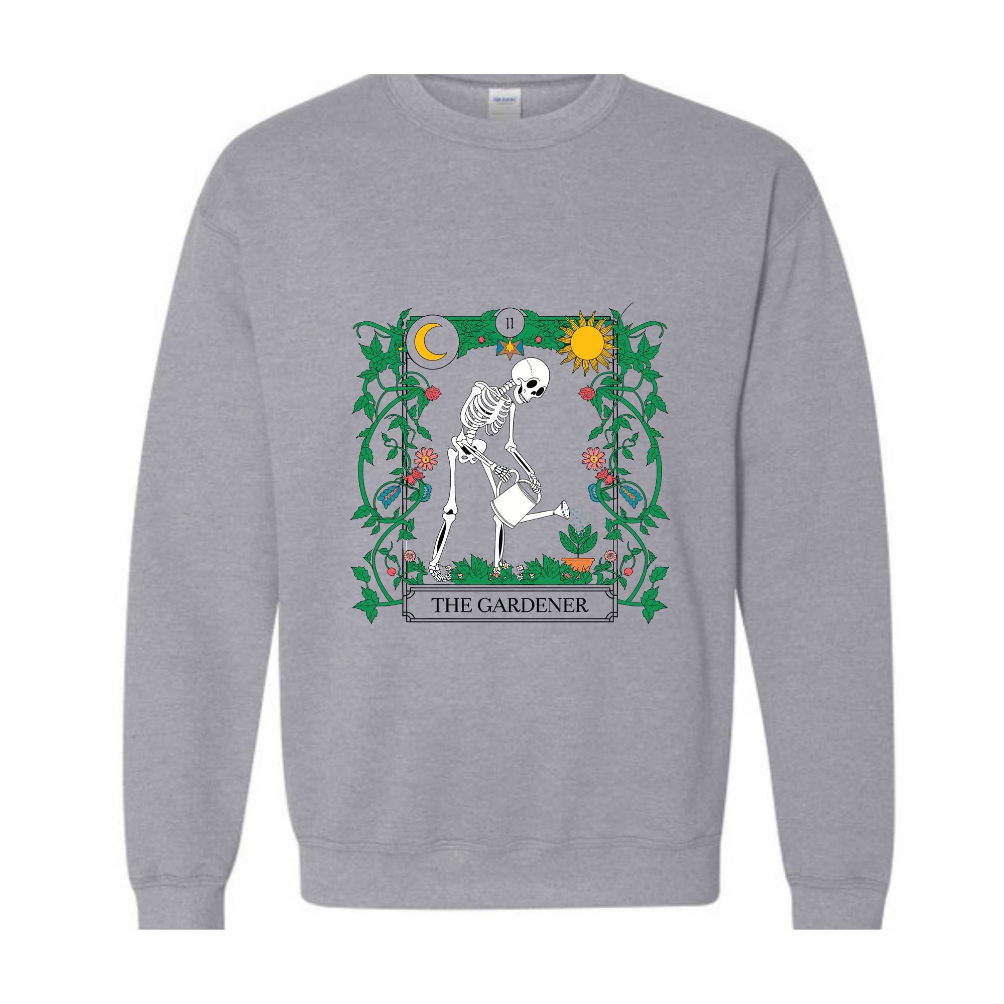 Gardener Skeleton sweatshirt, Tarot Card The Gardner Hoodie, Garden Lover Gift, Plant Lady Hoodie , Mom Gardening Shirt