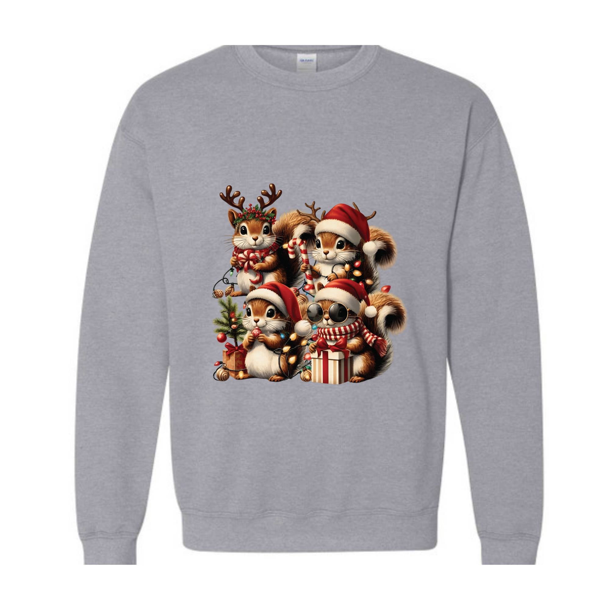 Cute Squirrel Christmas Sweatshirt, Holiday Squirrel Sweatshirt, Funny Xmas Squirrel Sweatshirt, Animal Lover Christmas Gift, Winter Sweater