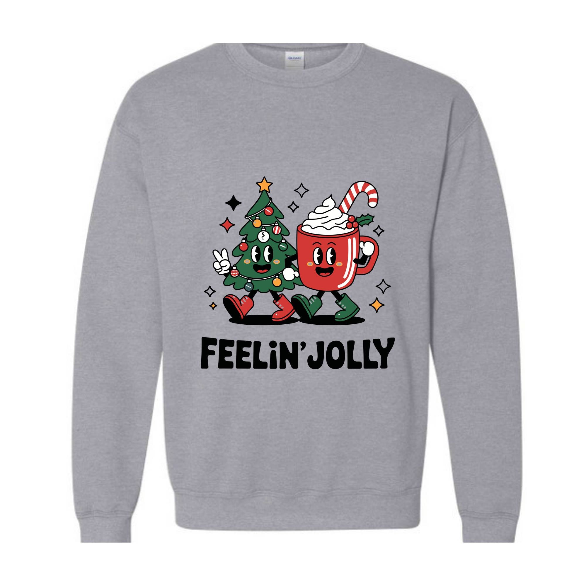 Feeling Jolly Christmas Sweatshirt, Retro Christmas Sweat, Christmas Mom Sweatshirt, Funny Christmas Tee