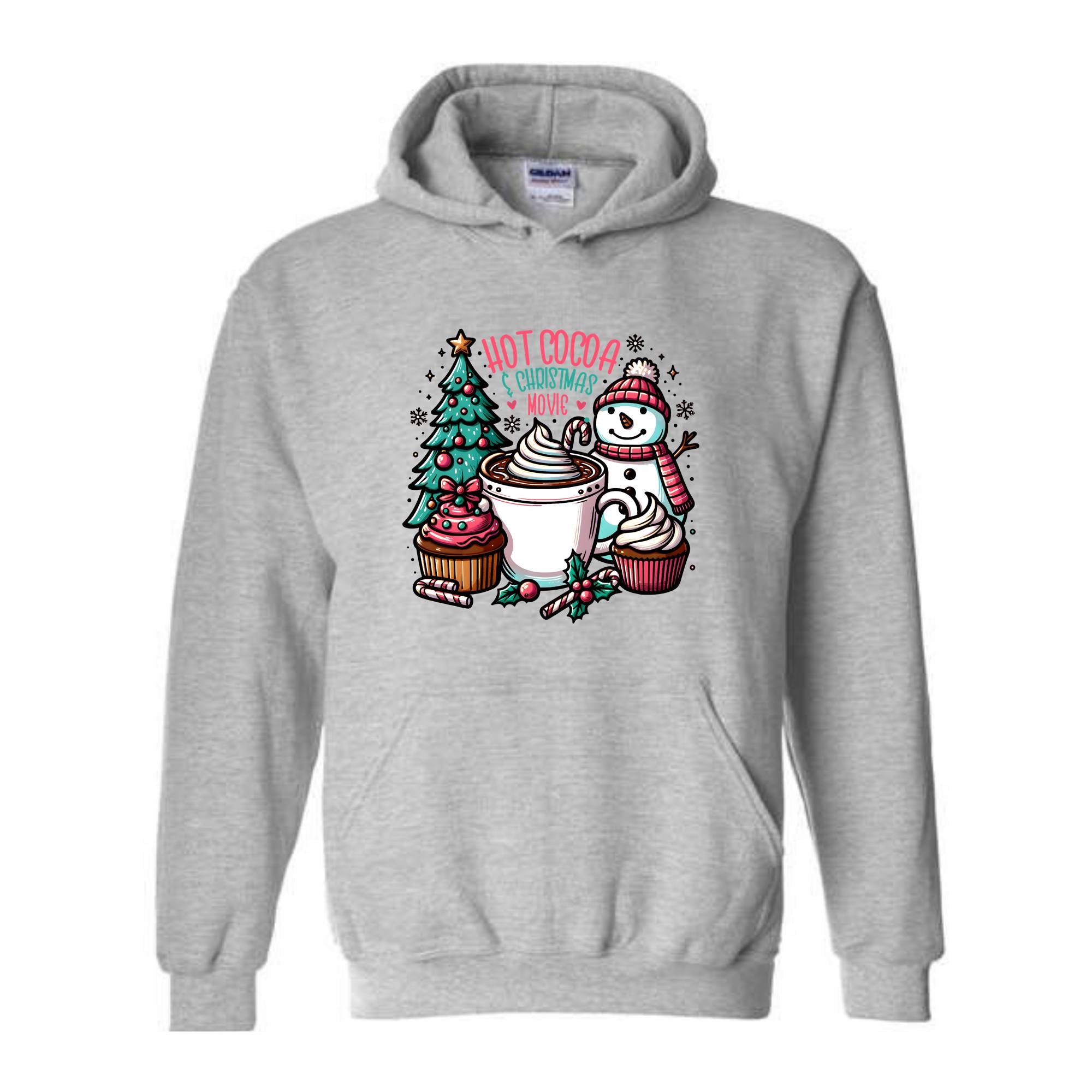 Hot Cocoa And Christmas Movie Sweatshirt, Christmas Sweatshirt, Hot Cocoa Sweatshirt, Christmas Gifts, Christmas Hoodie