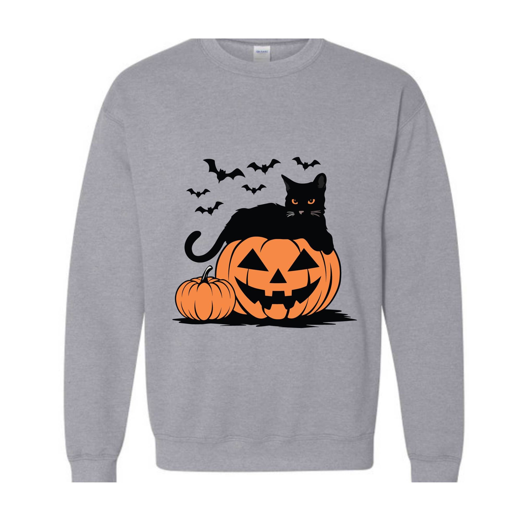 Pumpkin Sweatshirt, Black Cat Halloween Sweatshirt, Retro Halloween Hoodie, Halloween Sweatshirt, Vintage Black Cat Sweatshirt