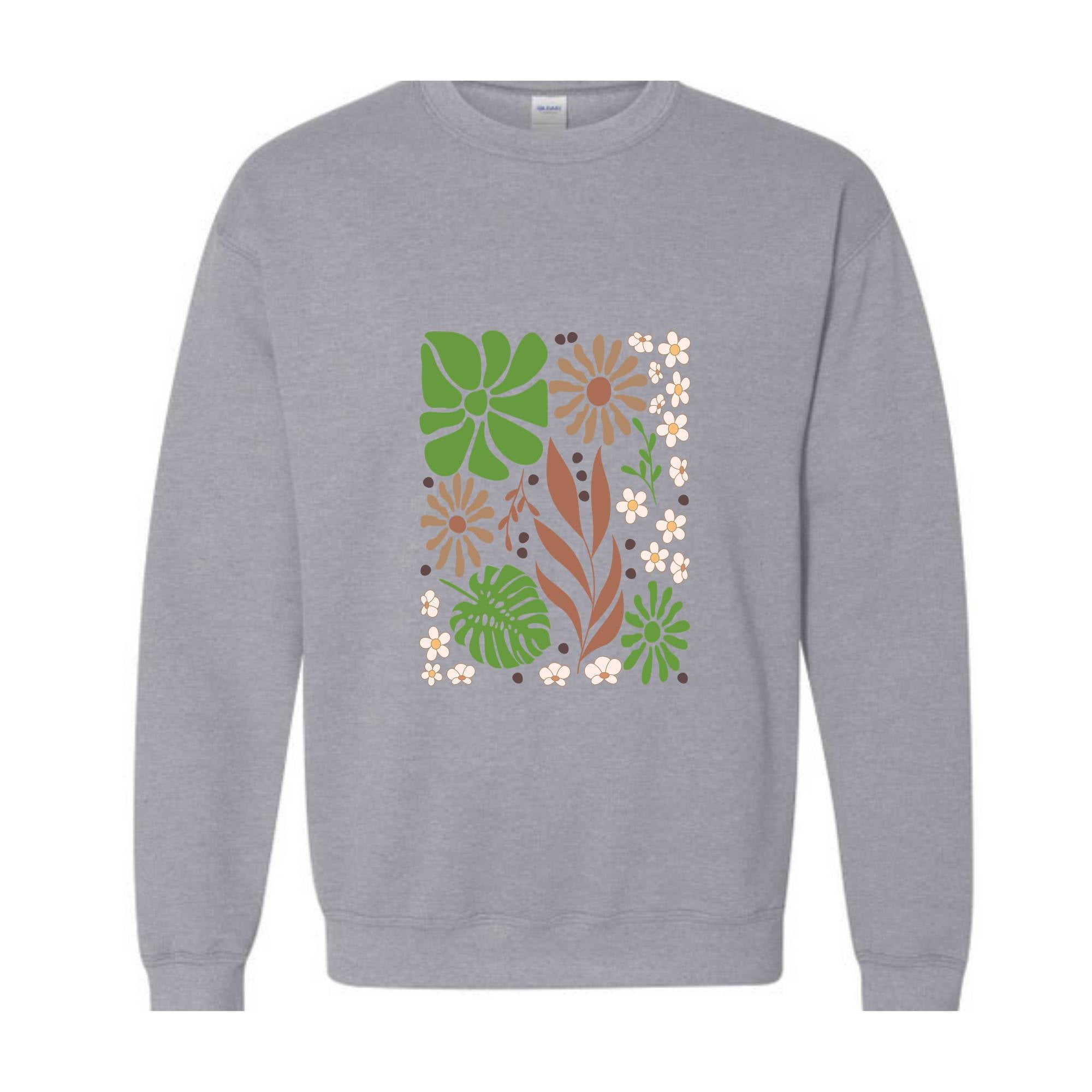 Boho Flowers Sweatshirt, Women Floral Minimalist Sweatshirt, Floral Sweatshirt, Boho Wildflowers Sweatshirt