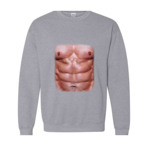 Chest Six Pack Muscles Sweatshirt, Bodybuilder , Funny Gym , Present Dad , Workout , Fitness Lover