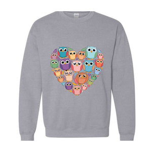 Owl Heart Sweatshirt,  Bird Nerd , Birdwatching , Birding Lover Tee, Ornithologist