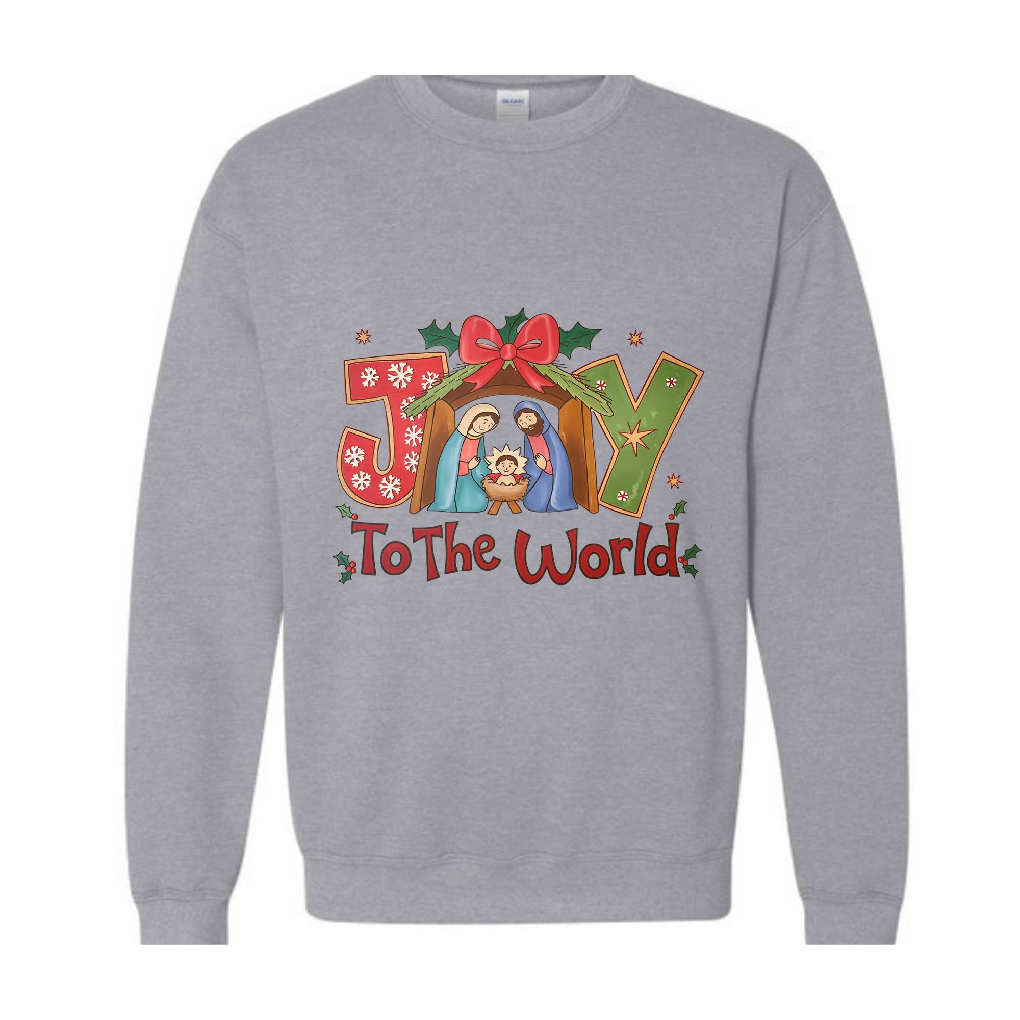 Joy To The World Sweatshirt, Christian Christmas Sweater, Cute Xmas Hoodie, Retro Christmas Nativity Scene Sweater, Christmas Gifts