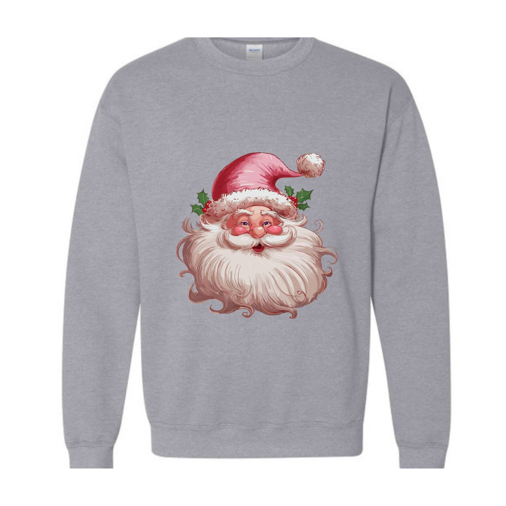 Pink Santa Retro Christmas Sweatshirts, Pink Christmas Matching Family Sweaters, Pink Vintage Holiday Sweat, Xmas Santa Sweatshirt