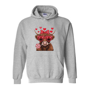 Highland Cow Valentine Hoodie, Heifer Valentine Hoodie, Western Valentine Hoodie, Cow Lover Gift, Cowgirl Valentine Tee