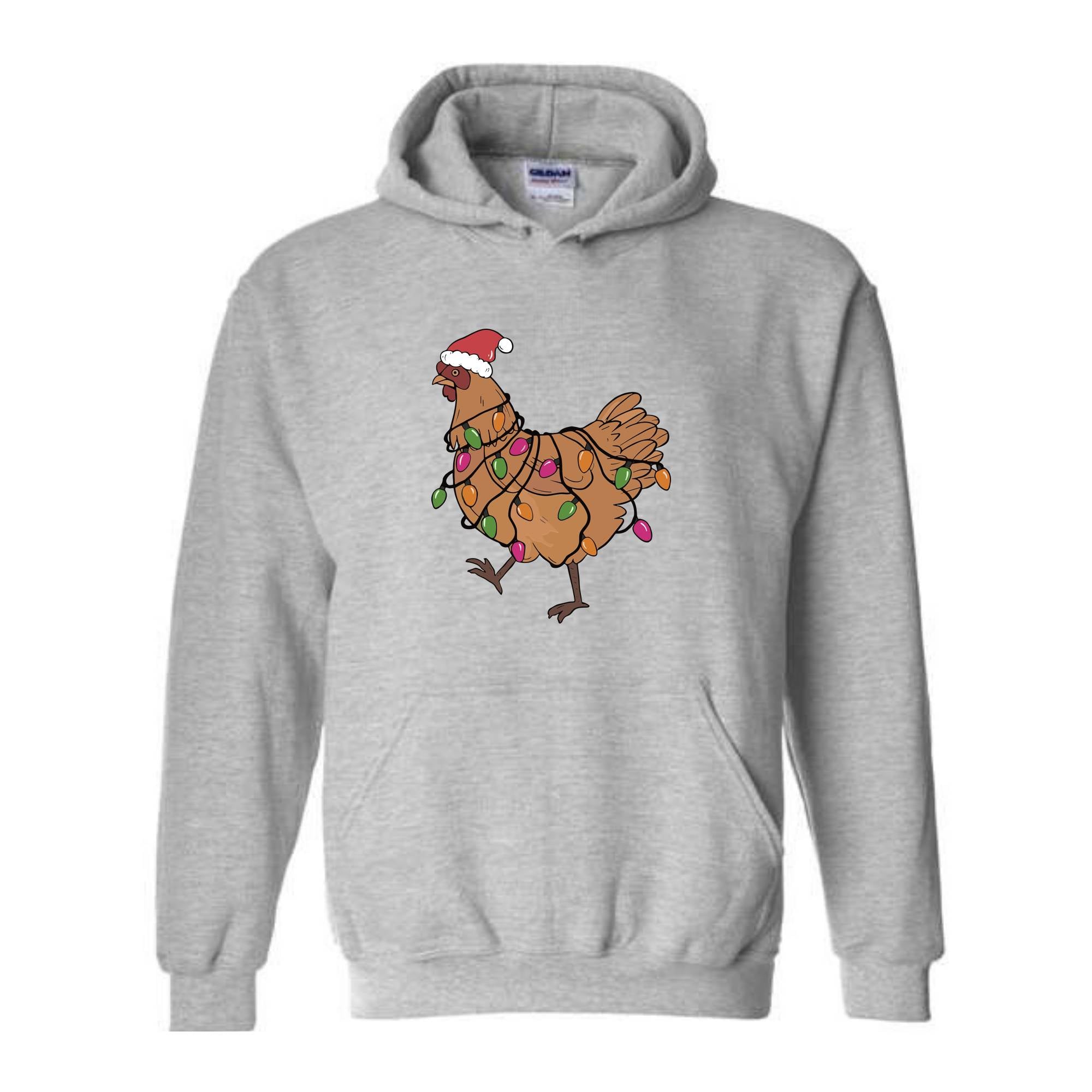 Chicken Christmas Lights Sweatshirt, Animal Christmas Sweatshirt, Farm Christmas Sweatshirt, Funny Chicken Lover, Women Chicken Hoodie