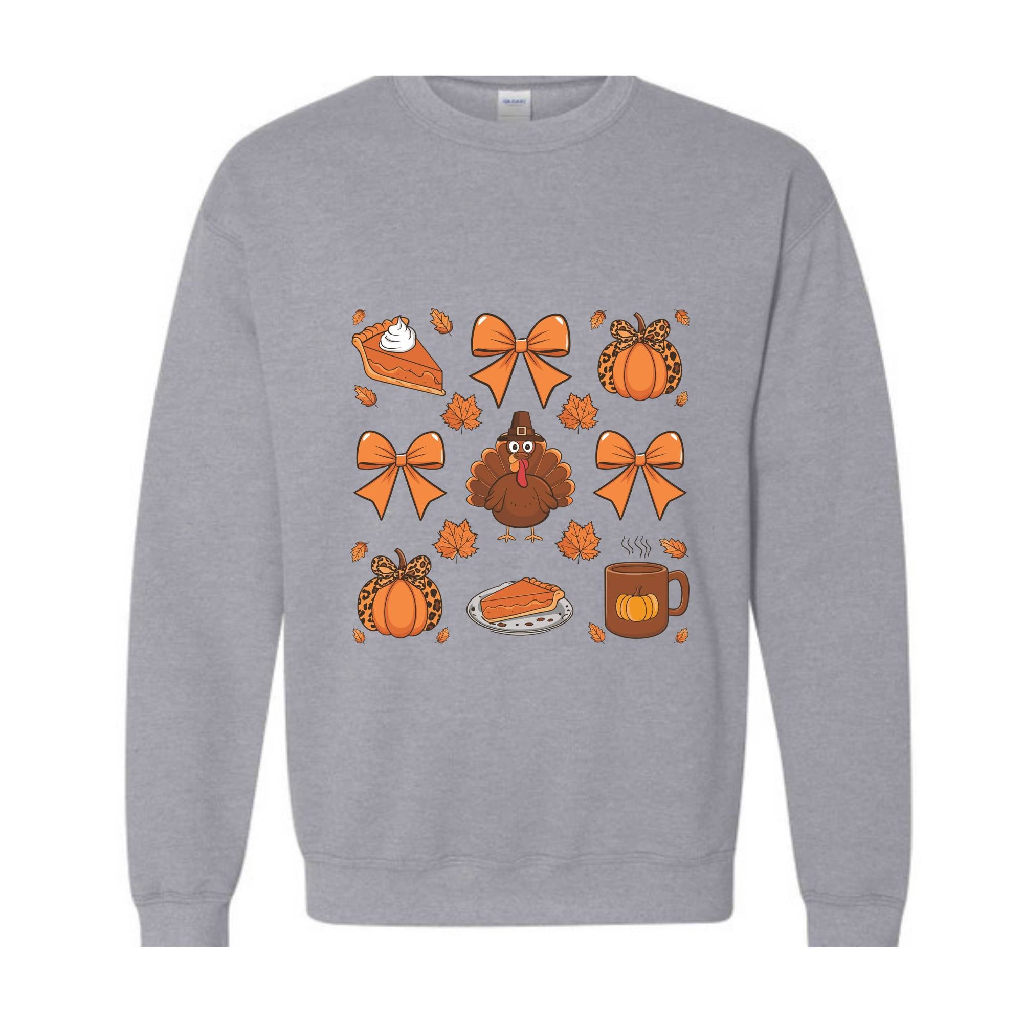 Thanksgiving Coquette Bow Shirt, Turkey Coquette Sweater, Cute Autumn Shirt, Fall Graphic Sweat, Thanksgiving Tee, Pumpkin Coquette Shirt