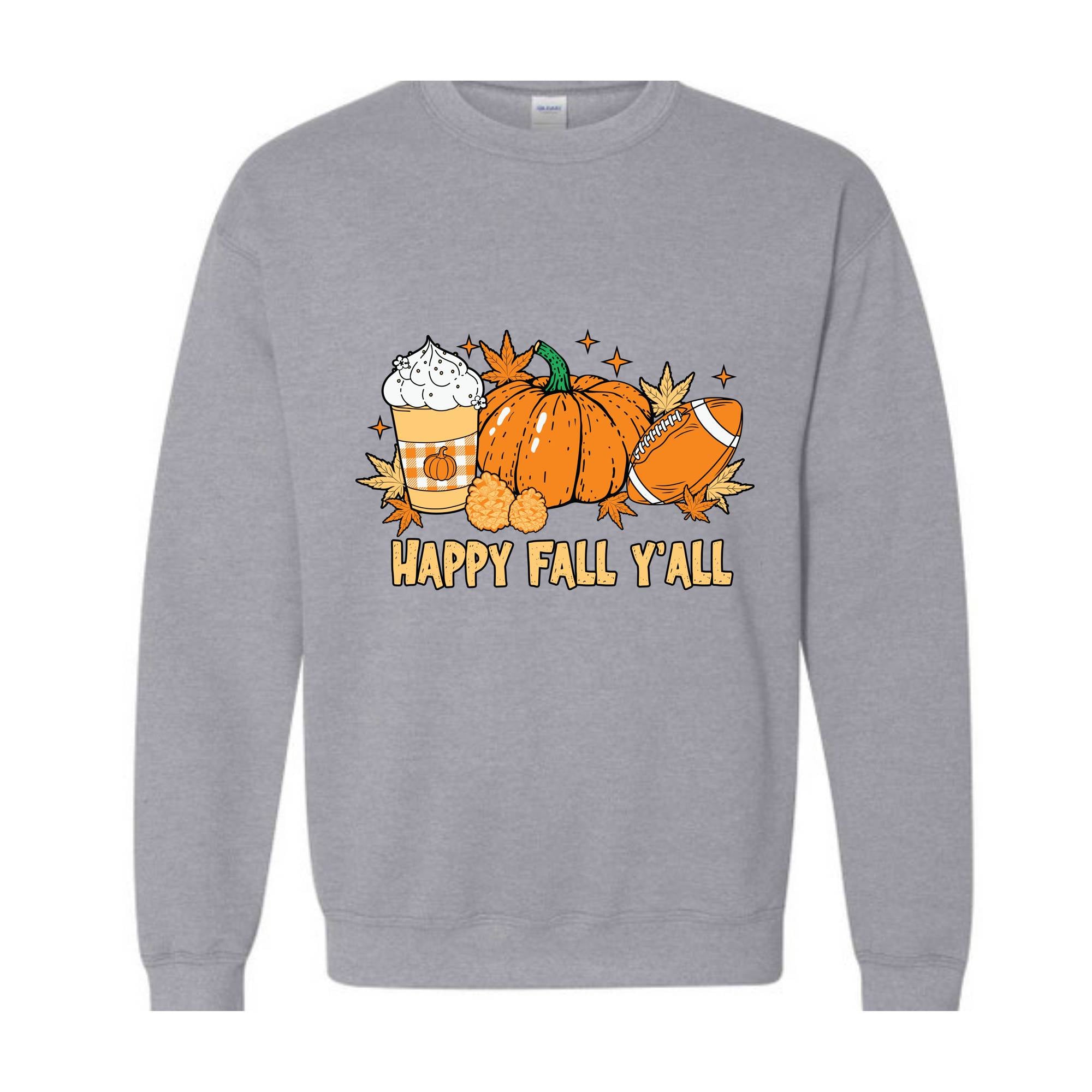 Happy Fall Yall Sweatshirt, Football Fall Pumpkin Sweatshirt, Thanksgiving Sweatshirt, Fall Sweatshirt, Autumn Sweatshirt, Pumpkin Season