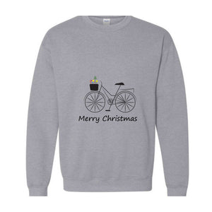 Bike Sweatshirt, Christmas Sweatshirt, Bike Floral Sweatshirt, Album Sweatshirt , Bike with Stars and chRistmas tree Sweatshirt