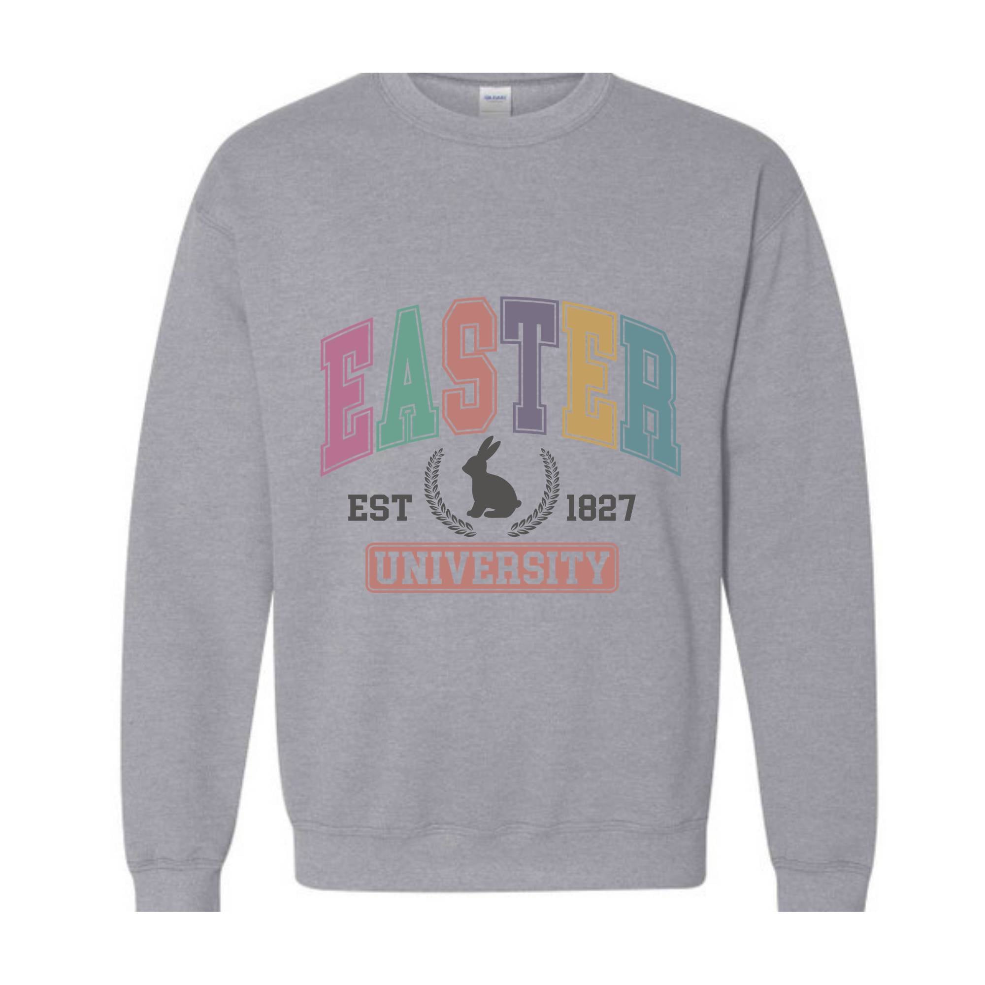 Easter University Sweatshirt, Easter Sweatshirt, College Sweatshirt, Happy Easter Day, Bunny Sweatshirt, Rabbit Sweatshirt, Easter Crewneck