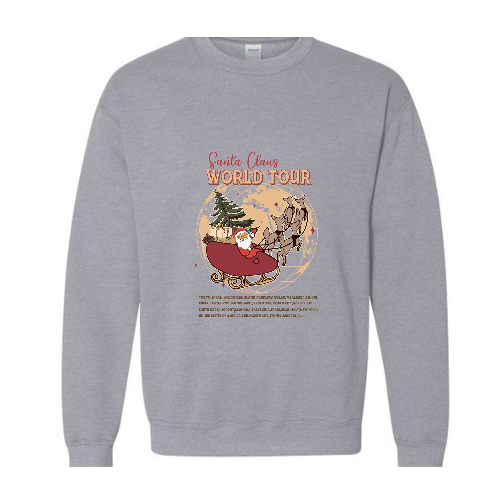 Santa Claus World Tour Sweatshirt, Christmas Sweatshirt, Funny Santa Shirt, Santa Claus Sweatshirt, Christmas Gift