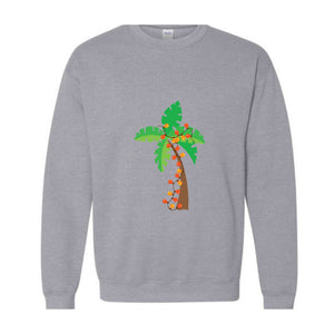 Christmas Palm Tree Sweatshirt, Tropical Xmas Sweatshirt, Florida Christmas Sweatshirt, Beach Aloha Christmas Sweatshirt, Hawaiian Sweater