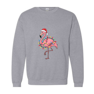 Christmas Flamingo Sweatshirt, Holiday Tee