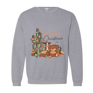 Mooey Christmas Sweatshirt, Western Christmas Sweater, Cowboy Christmas Sweatshirt, Country Christmas