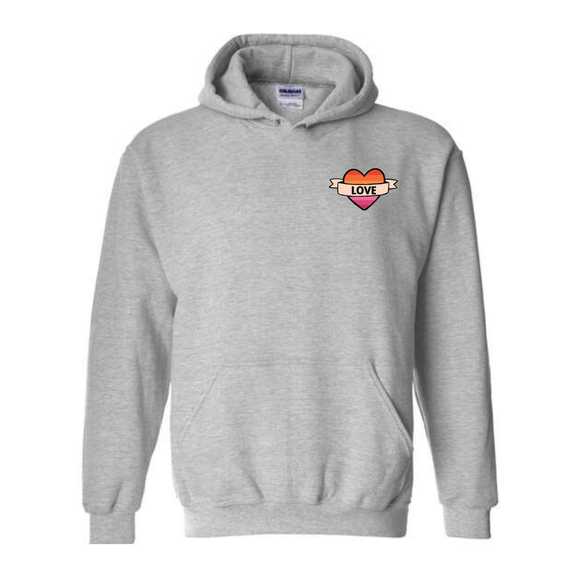 Retro Love Valentines Day Hoodie, Lesbian Flag Valentines Day Hoodie, Heart Hoodie, LGBTQ Valentine Hoodie,Valentines Day Gift