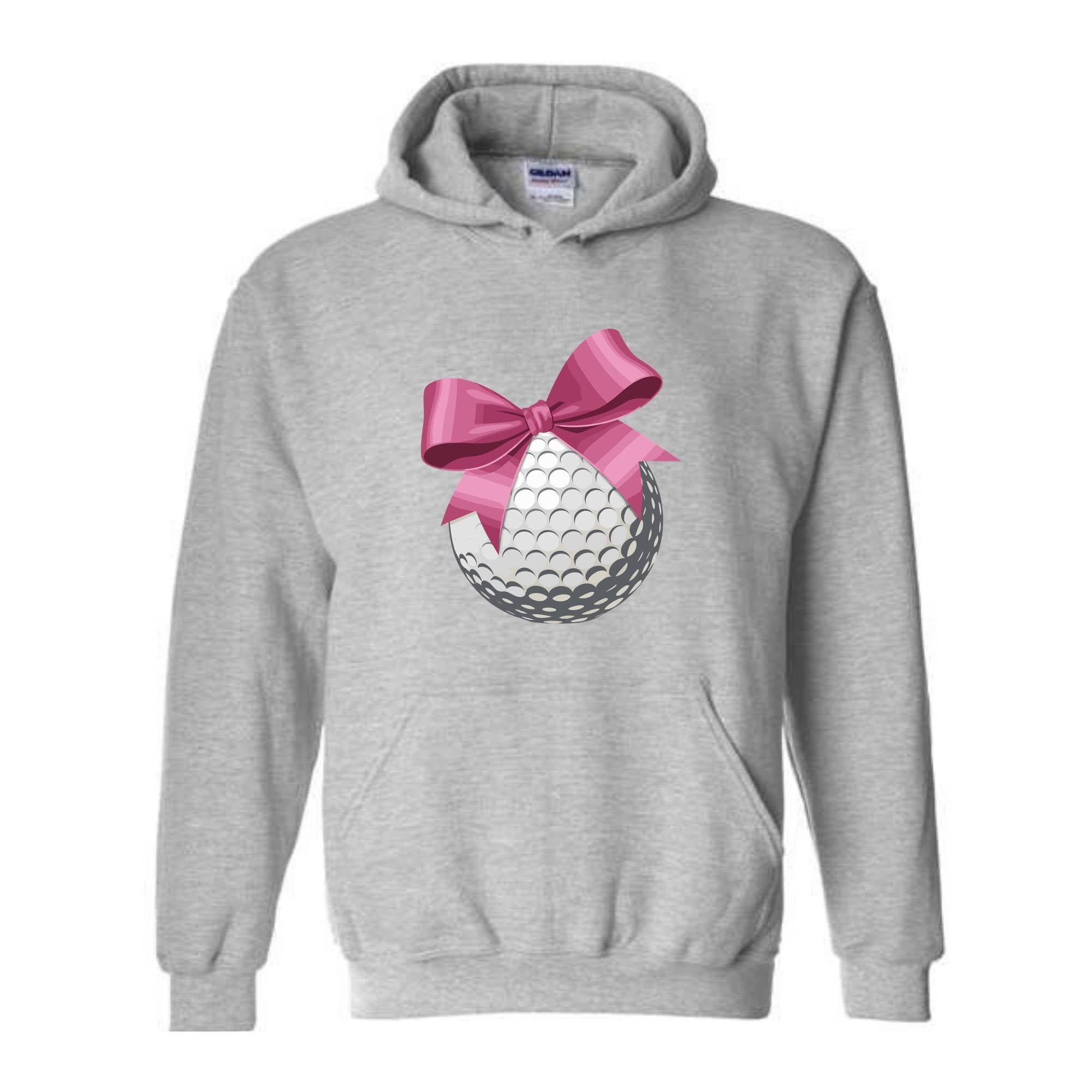 Golf Ball and Bow Sweatshirt, Golfer Mom Hoodie, Coquette Hoodie, Pink Girly Hoodie, Cute Mom Hoodie, Golf Hoodie, Dad Hoodie