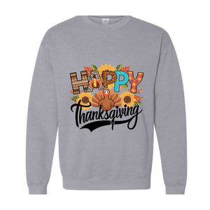 Happy Thanksgiving Shirt, Happy Thanksgiving Turkey Shirt, Pumpkin Season Shirt, Thanksgiving Sweatshirt, Thanksgiving Pumpkin Sweatshirt