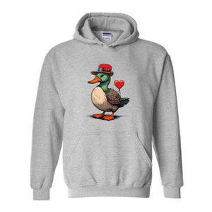 Valentine Mallard Duck Sweatshirt, Hunting Valentine's Day Hoodie, Valentine's Day Hoodie, Valentines Day Gift, Cute Valentine Hoodie