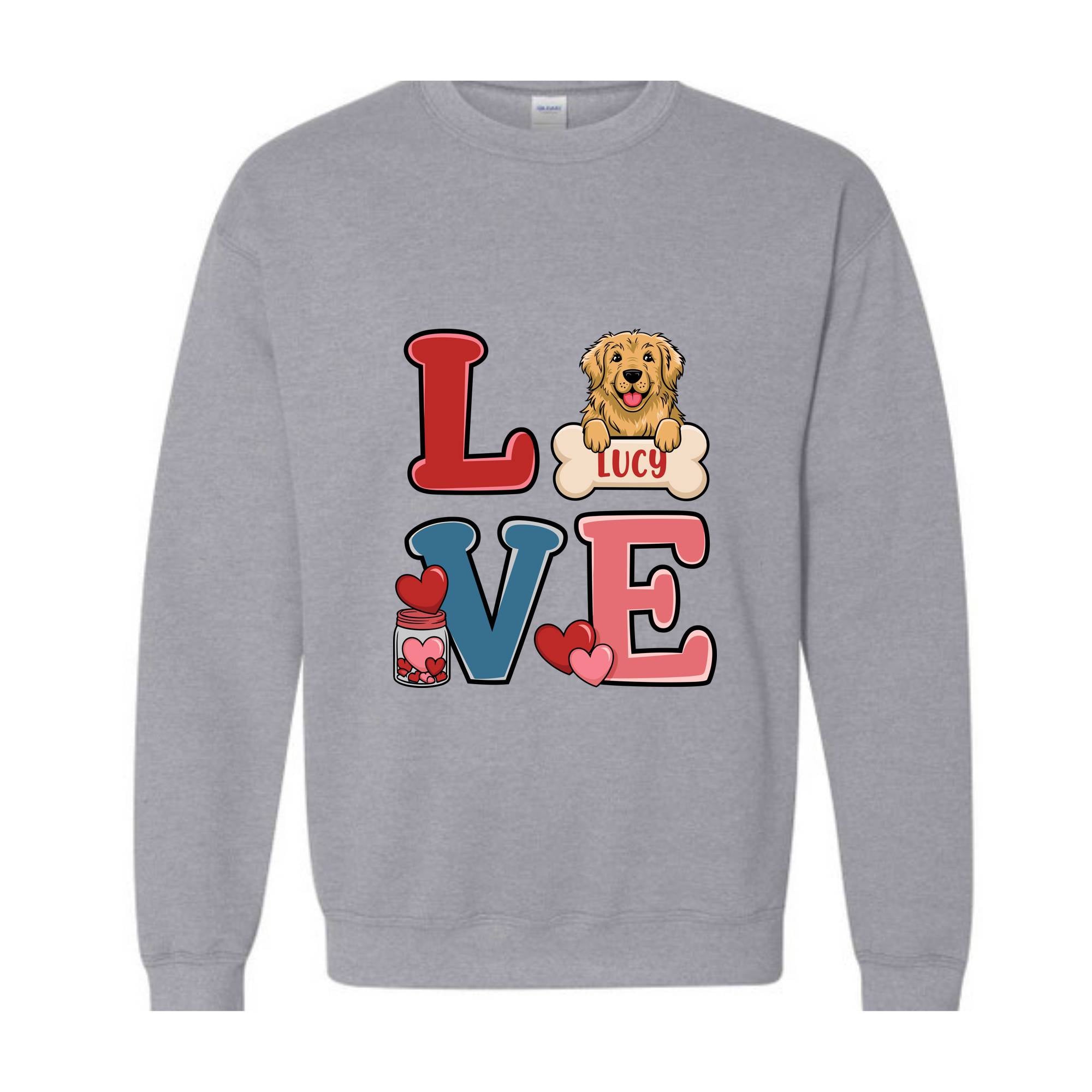 Personalized Dog Valentines Day Sweatshirt, Custom Dog , Cute Dog , Dog Lover , Girls Valentines Day Gift