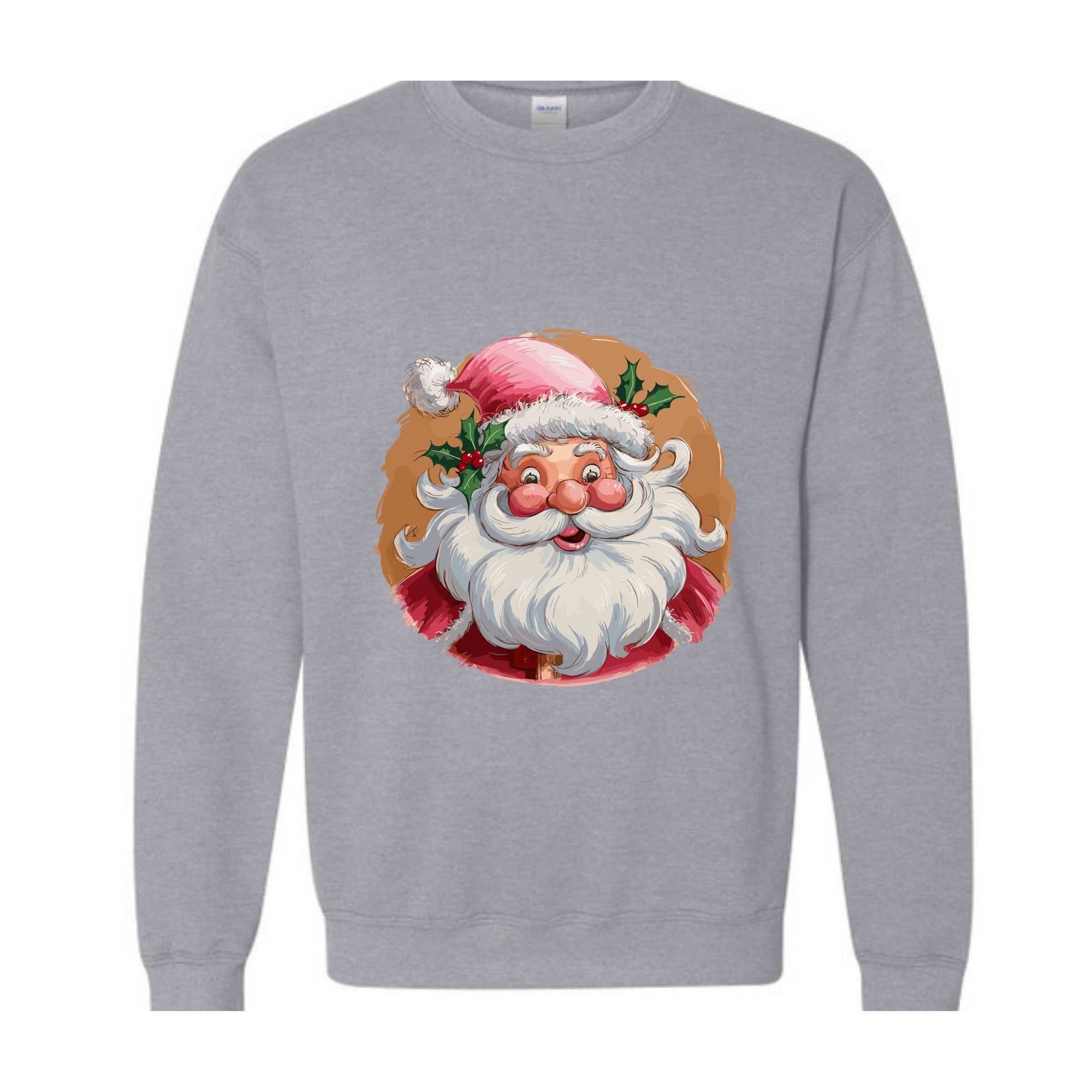 Pink Santa Retro Christmas Sweatshirts, Pink Christmas Matching Family Sweaters, Pink Vintage Holiday Sweatshirt