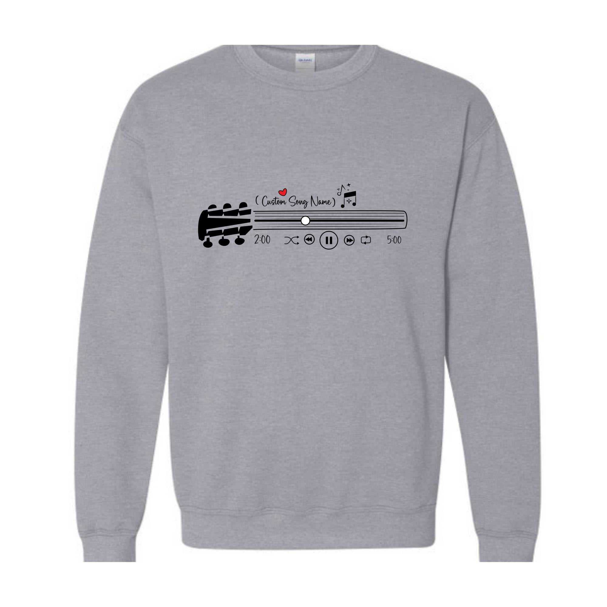 Guitar Sweater, Music Sweater, Heart Sweater, Custom Song Name Sweatshirt, Songs Sweater, Music Bar Sweatshirt, Trendy Sweater