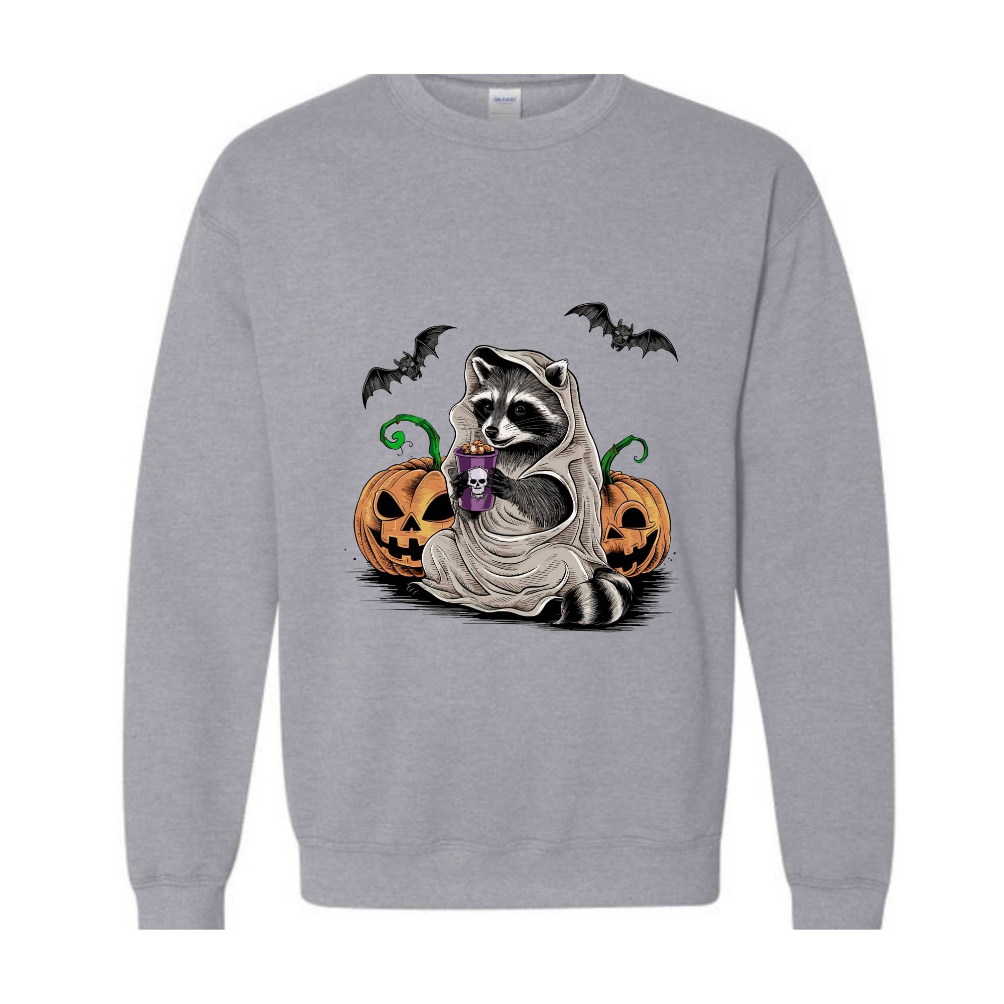 Halloween Sweatshirt, Cute Raccoon Ghost T-Shirt, Retro Halloween Shirts, Spooky Season Gift, Raccoon Halloween Shirt, Pumpkin Fall Shirt