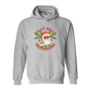 Holly Jolly Merry High Sweatshirt, Christmas Sweatshirt, Christmas Gifts, Santa Claus Weed Sweatshirt, Funny Santa Sweater