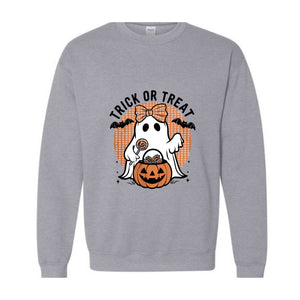 Trick Or Treat Sweatshirt, Retro Halloween Shirt, Halloween Gift, Ghost Sweatshirt, Halloween Costume, Fall Sweater, Spooky Season Tee