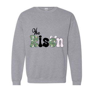 He Is Risen Easter Sweatshirt, Risen Sweatshirt, Easter Bible Verse Hoodie, Retro Easter Hoodie, Religious Sweatshirt, Christian Apparel