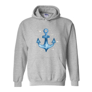 Anchor Sweatshirt, Anchor Birds Sweatshirt, Nautical Hoodie, Beach Sweatshirt, Summer Lover Tee, Captain Sweatshirt, Sailor Sweatshirt