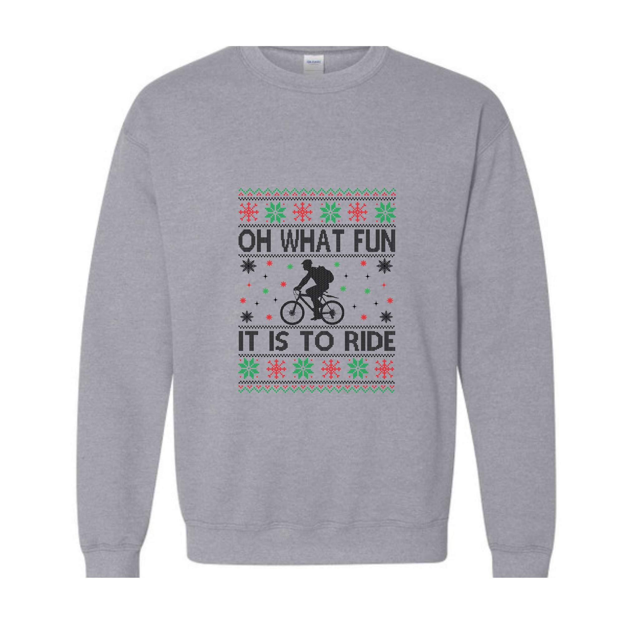 Oh What Fun It Is To Ride Bicycle Sweatshirt, Cycling Ugly Christmas Sweater, Funny Biking Jumper, Bike Christmas Hoodie, Gift for Cyclist