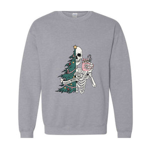 Sorta Merry Sorta Scary Sweatshirt, Christmas Skeleton Sweatshirt, Christmas Sweatshirt, Christmas Gifts, Christmas Tree Sweater