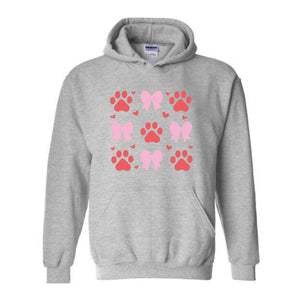 Valentine Coquette Bows Footprint Dog Cat Shirt, Happy Valentine 2025 Cat Shirt, Cat Love Trip Shirt, Valentine Holiday T-Shirt, Dog Lover