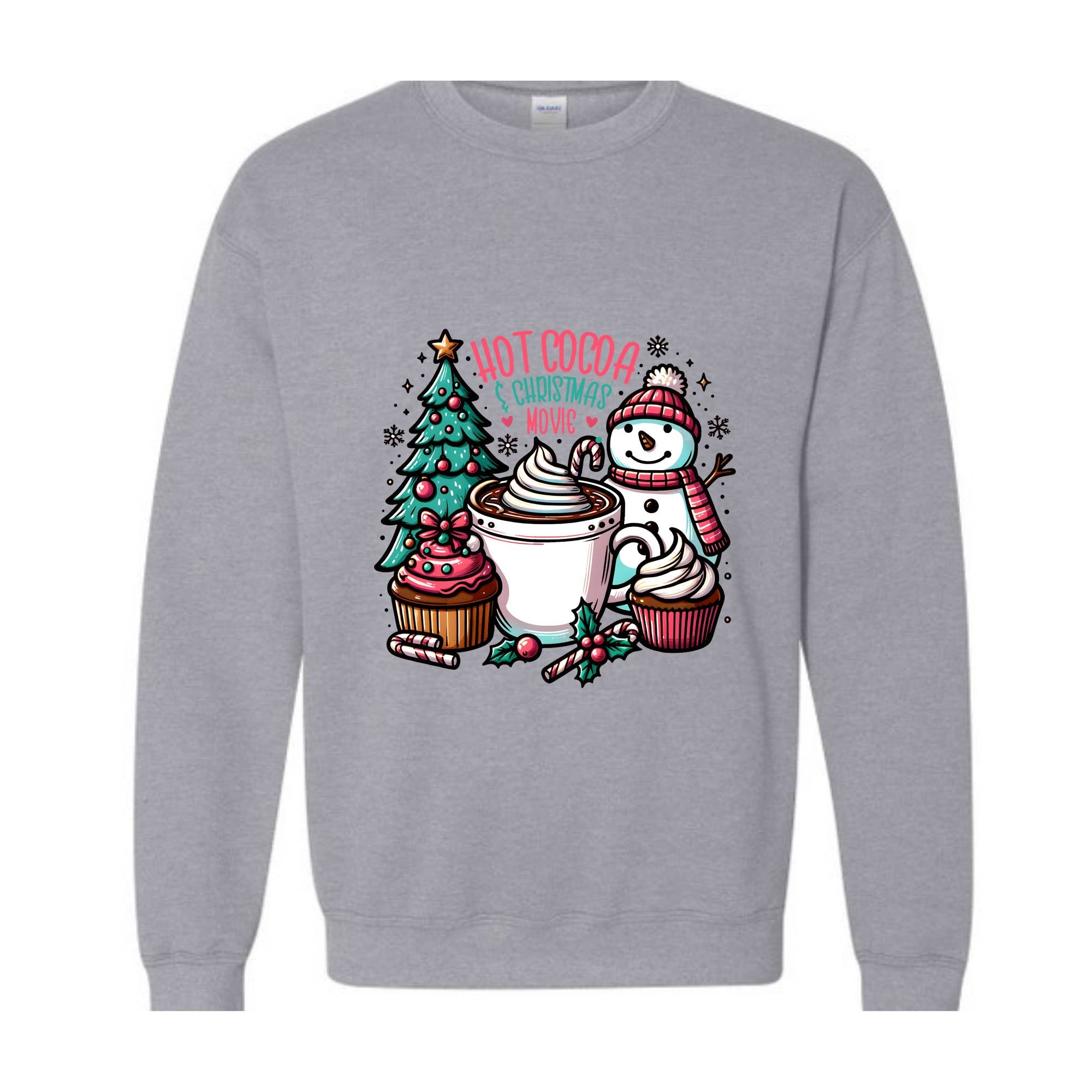 Hot Cocoa And Christmas Movie Sweatshirt, Christmas Sweatshirt, Hot Cocoa Sweatshirt, Christmas Gifts