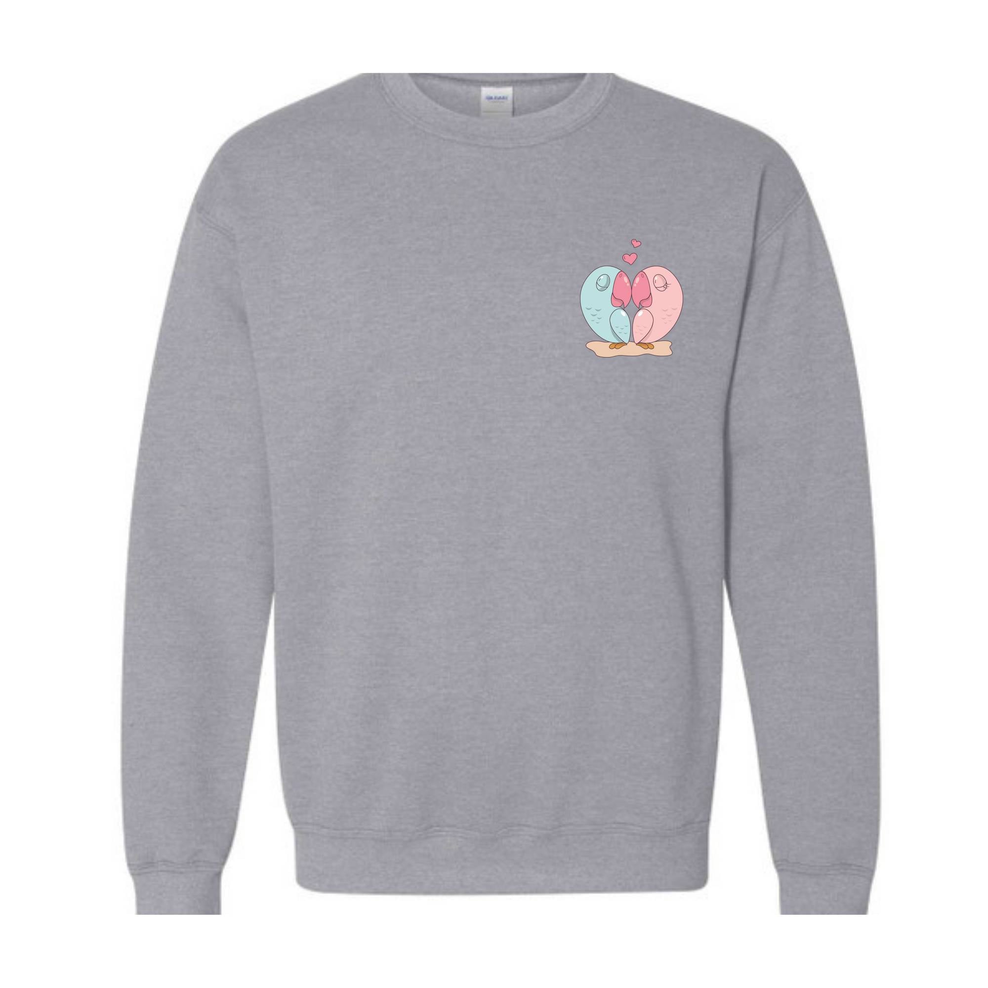 Parrot Heart Sweatshirt, Valentines Day Sweatshirt, Lover Sweatshirts, Parrot Sweatshirt, Matching Sweatshirts, Valentine Lover Gifts