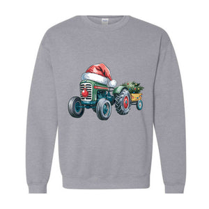 Tractor Christmas Sweatshirt, Christmas Boy Sweater, Santa Kids Shirt