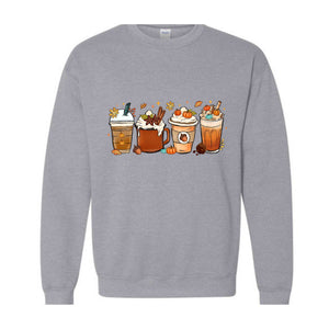 Fall Coffee Sweatshirt, Halloween Pumpkin Latte Drink Cup, Halloween Fall Sweatshirt, Coffee Lover Sweatshirt, Thanksgiving Sweatshirt