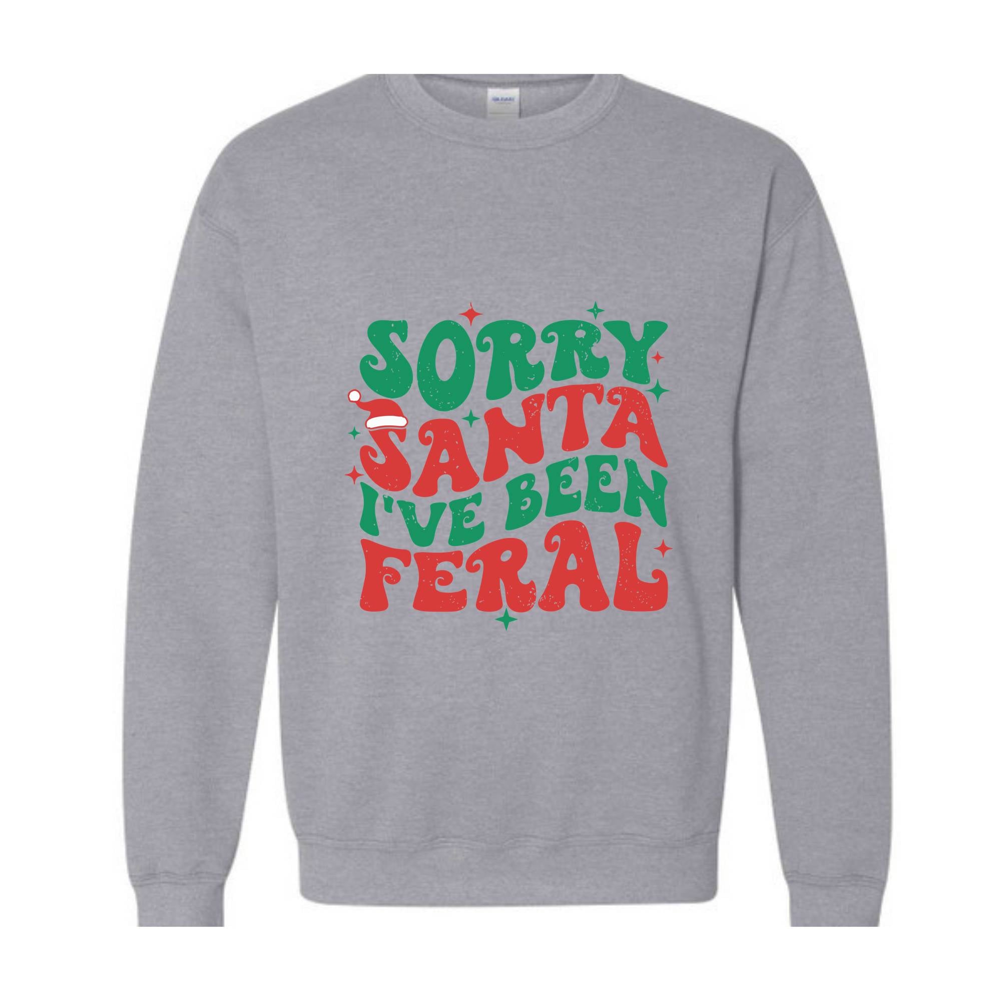 Sorry Santa I've Been Feral Sweatshirt, Funny Christmas Sweatshirt, Christmas Vibes Sweater, Cute Christmas Sweatshirt