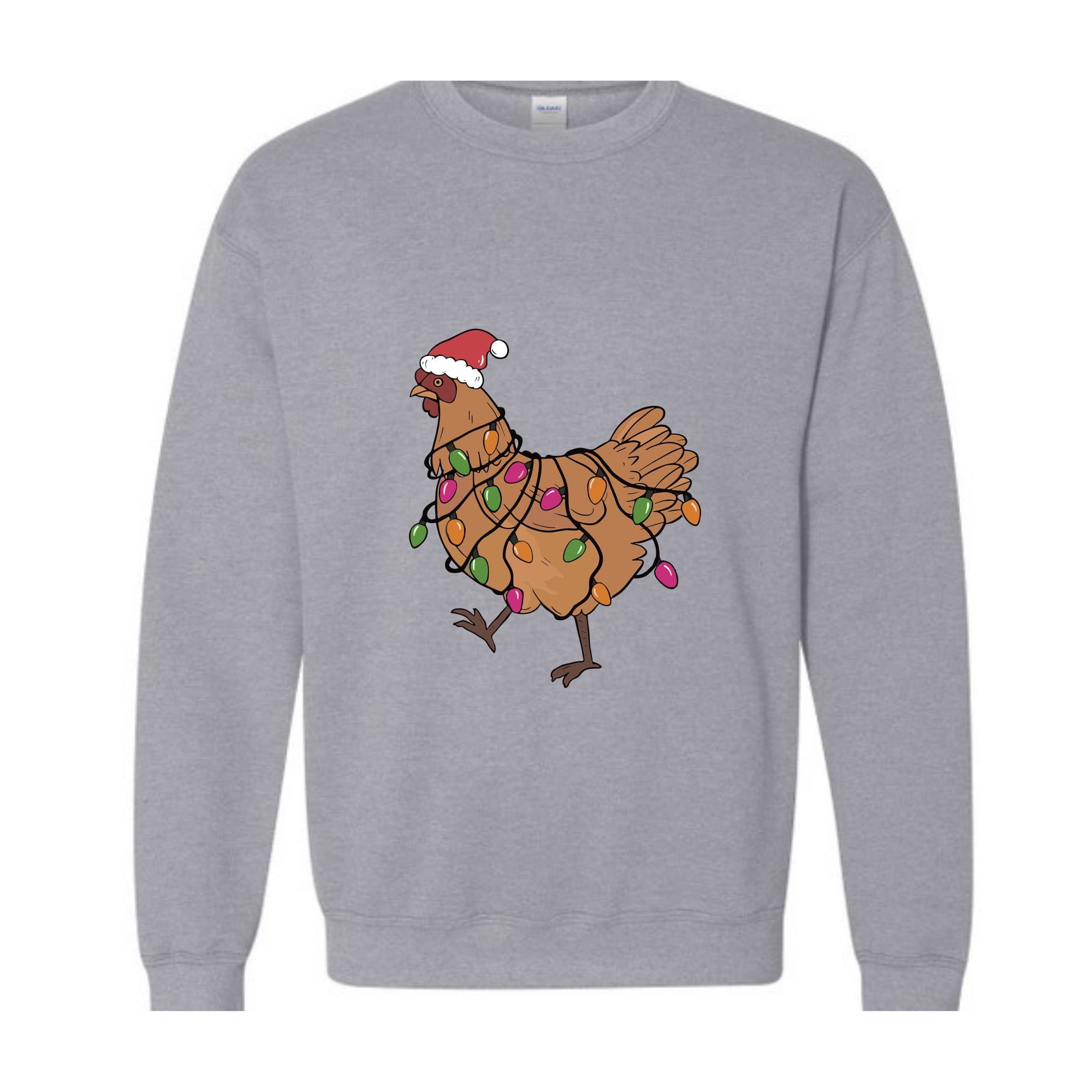 Chicken Christmas Lights Sweatshirt, Animal Christmas Sweatshirt, Farm Christmas Sweatshirt, Funny Chicken Lover, Women Chicken Hoodie